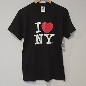 I Love NY Black Graphic T-Shirt Large NWT Rafia Tees USA Made Tourist Souvenir‎